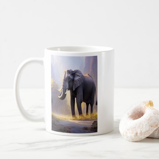 Prachtig schilderen van een olifant in zijn Natuur Koffiemok (Met donut)