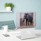 Prachtig schilderen van een olifant in zijn Natuur Sticker (Laptop op bureau)