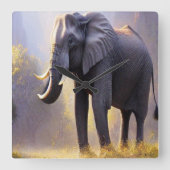 Prachtig schilderen van een olifant in zijn Natuur Vierkante Klok (Voorkant)