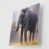 Prachtig schilderen van een olifant in zijn Natuur Vierkante Klok (Hoek)