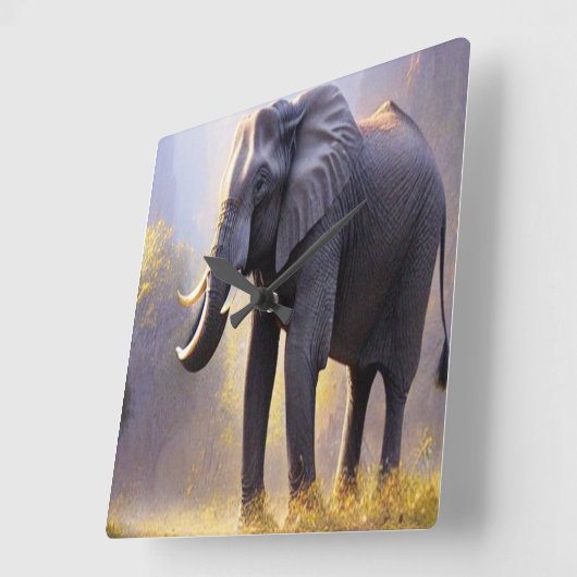 Prachtig schilderen van een olifant in zijn Natuur Vierkante Klok (Hoek)