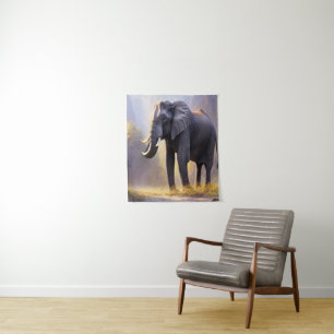 Prachtig schilderen van een olifant in zijn Natuur Wandkleed