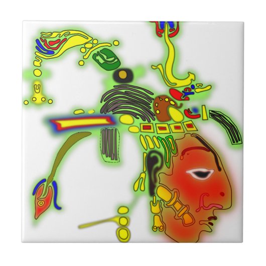 Prachtig Schilderij Masker Stamgezicht Tegeltje (Voorkant)