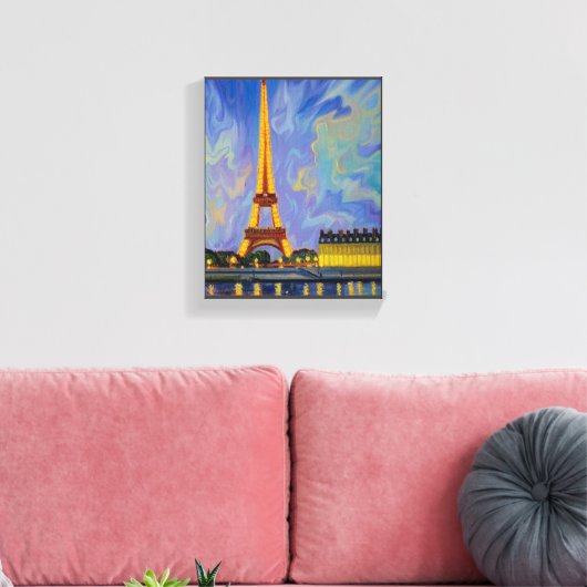 Prachtig schilderij van Eiffeltoren. Canvas Afdruk (Insitu (Woonkamer))