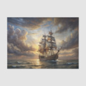 Prachtig Schip met Zonsondergang Decoupage Tissuepapier (Voorkant)
