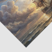 Prachtig Schip met Zonsondergang Decoupage Tissuepapier (Detail)
