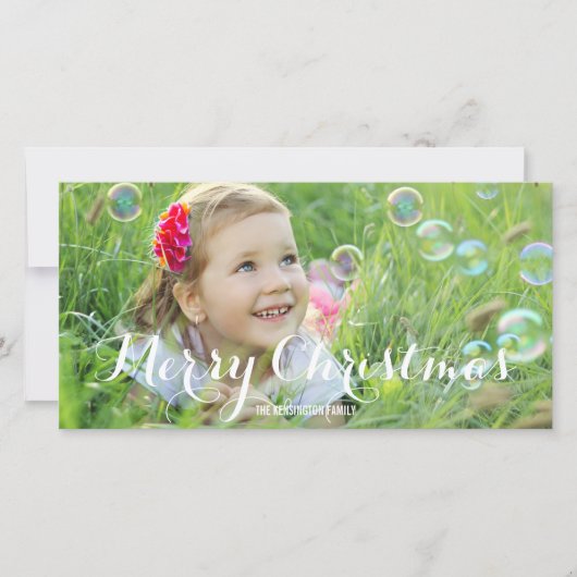 Prachtig script kerstfotokaart feestdagenkaart (Voorkant)