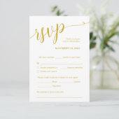 Prachtig script, RSVP, Geel goud, Reageren Informatiekaartje (Staand voorkant)