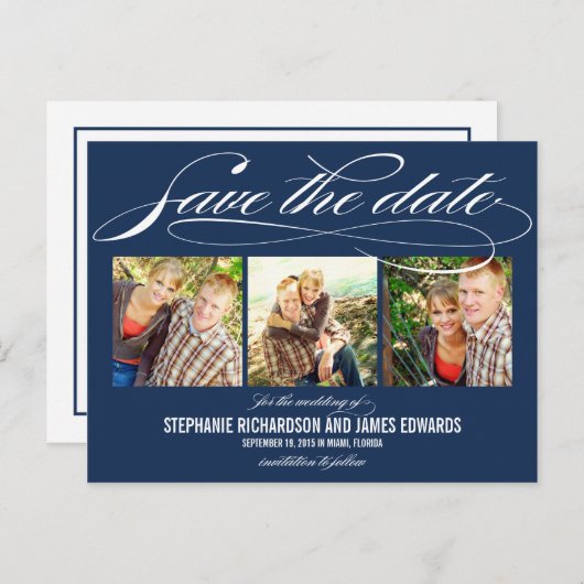 Prachtig script Save the Date Kaart (Voorkant / Achterkant)