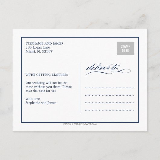 Prachtig script Save the Date Kaart (Achterkant)