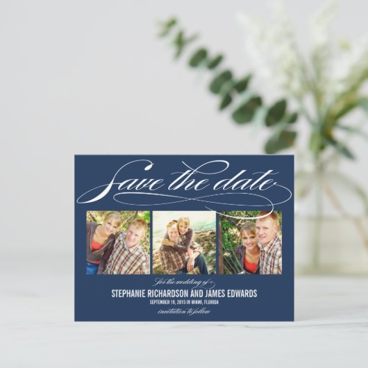 Prachtig script Save the Date Kaart (Staand voorkant)