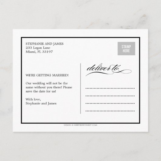 Prachtig script Save the Date Kaart (Achterkant)