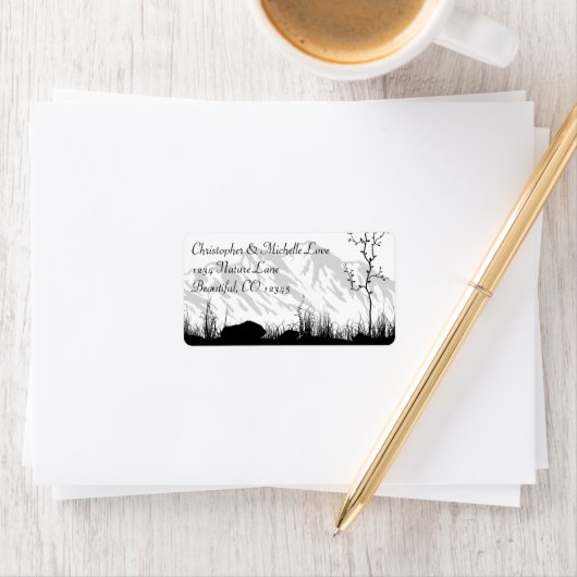 Prachtig Silhouette Mountain Adres Etiket (Insitu)