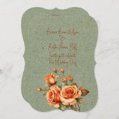 Prachtig Sinaasappel en groen bloemenbruiloft boek Kaart (Voorkant / Achterkant)