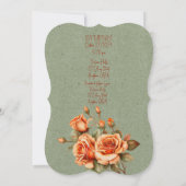 Prachtig Sinaasappel en groen bloemenbruiloft boek Kaart (Achterkant)