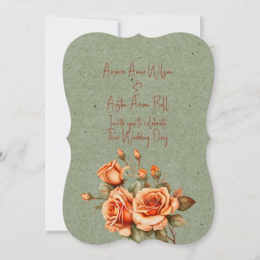 Prachtig Sinaasappel en groen bloemenbruiloft boek Kaart (Voorkant)