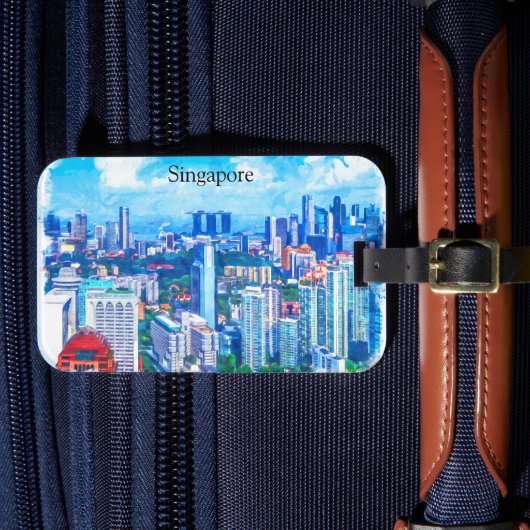 Prachtig Singapore Azië Panorama Uitzicht Bagagelabel (Voorkant Insitu 4)