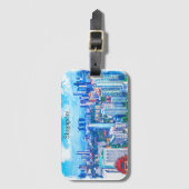 Prachtig Singapore Azië Panorama Uitzicht Bagagelabel (Voorkant (verticaal))