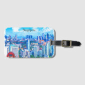 Prachtig Singapore Azië Panorama Uitzicht Bagagelabel (Voorkant (horizontaal))