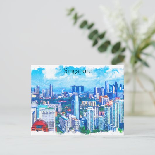 Prachtig Singapore Azië Panorama Uitzicht Briefkaart (Staand voorkant)