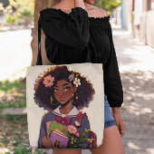 Prachtig slimme Afro-Amerikaanse tiener student Tote Bag