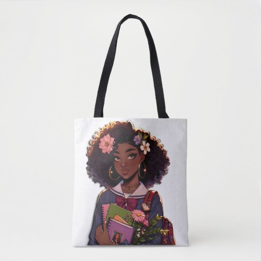 Prachtig slimme Afro-Amerikaanse tiener student Tote Bag (Voorkant)