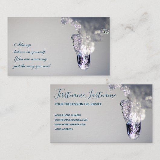 Prachtig smeltend ijs met motivatie quote visitekaartje (Voorkant / Achterkant)
