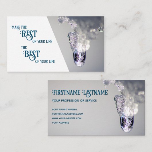 Prachtig smeltend ijs met motivatie quote visitekaartje (Voorkant / Achterkant)