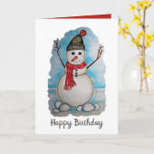 Prachtig sneeuwpop waterverf ontwerp kaart (Gele Bloem)