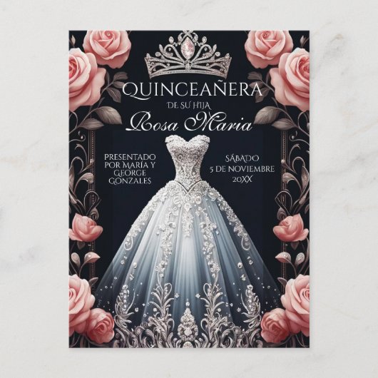 Prachtig Spaans Quinceañera Roos Briefkaart (Voorkant)