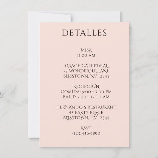 Prachtig Spaans Quinceañera Roos Kaart (Achterkant)