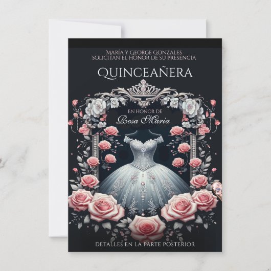 Prachtig Spaans Quinceañera Roos Kaart (Voorkant)