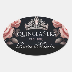 Prachtig Spaans Quinceañera Roos Ovale Sticker