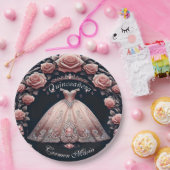 Prachtig Spaans Quinceañera Roos Papieren Bordje (Feest)