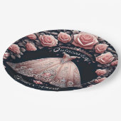 Prachtig Spaans Quinceañera Roos Papieren Bordje (Gekanteld)