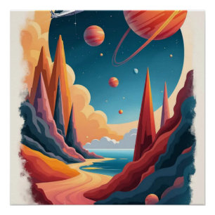 Prachtig Space Poster thema met landschap