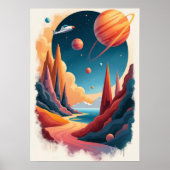 Prachtig Space Poster thema met landschap (Voorkant)