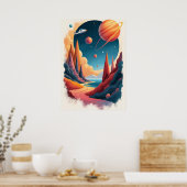 Prachtig Space Poster thema met landschap (Keuken)