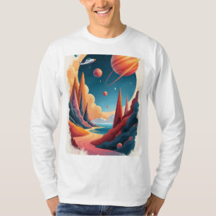 Prachtig Space Poster thema met landschap T-shirt