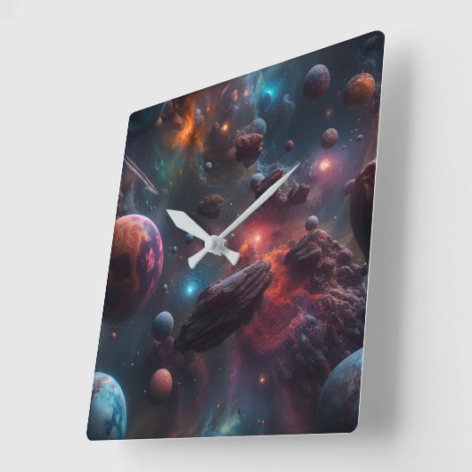 Prachtig Space Poster Vierkante Klok (Hoek)