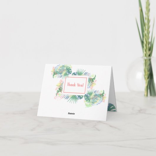 Prachtig Sprookje Voor Twee Flamingo Tropische Blo Bedankkaart (Achterkant)