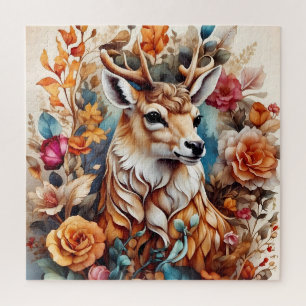 Prachtig Stag in tussen de bloemen Legpuzzel