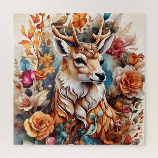 Prachtig Stag in tussen de bloemen Legpuzzel (Verticaal)