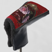 Prachtig steampunk roos met vleugels golfheadcover (3/4 voorkant)