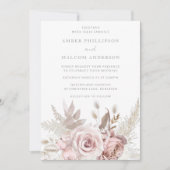 Prachtig stoffig Roos bloemenbruiloft Kaart (Voorkant)