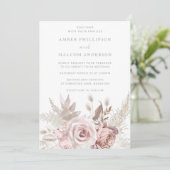 Prachtig stoffig Roos bloemenbruiloft Kaart (Staand voorkant)
