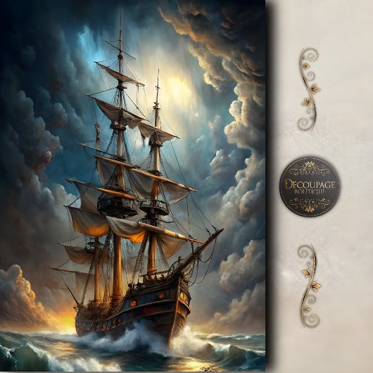 Prachtig Stormwolk Groot Schip Decoupage Tissuepapier