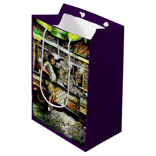 Prachtig stralend medium cadeauzakje (Voorkant Gekanteld)