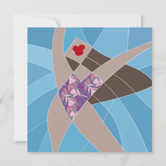 Prachtig strand badpak model mode kunst kaart (Voorkant)