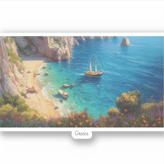 Prachtig strand in Griekenland Sticker (Voorkant)